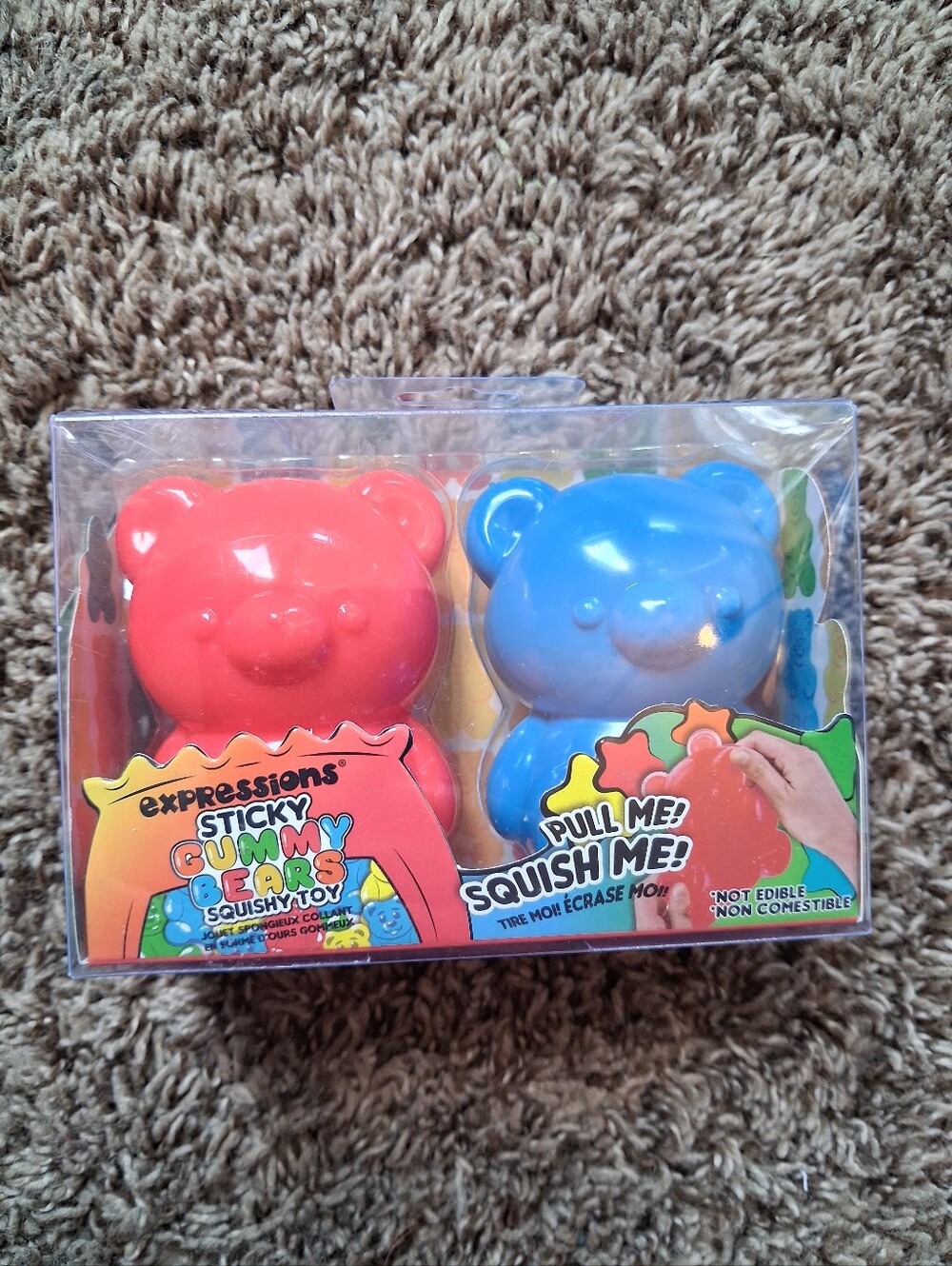 Expressions Sticky Gummy Bear Squishy Toy Duo - Red & Blue